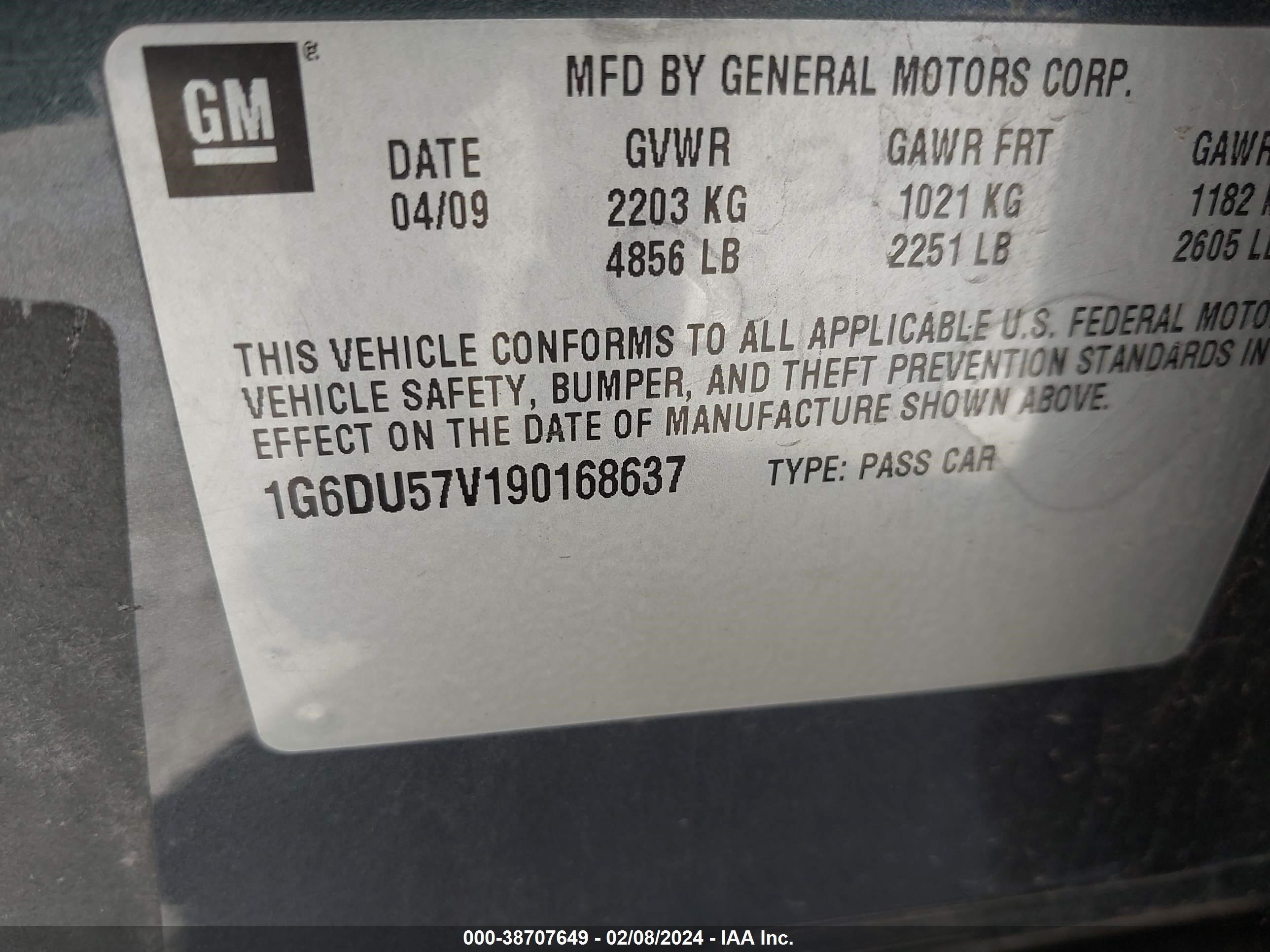 Photo 8 VIN: 1G6DU57V190168637 - CADILLAC CTS 