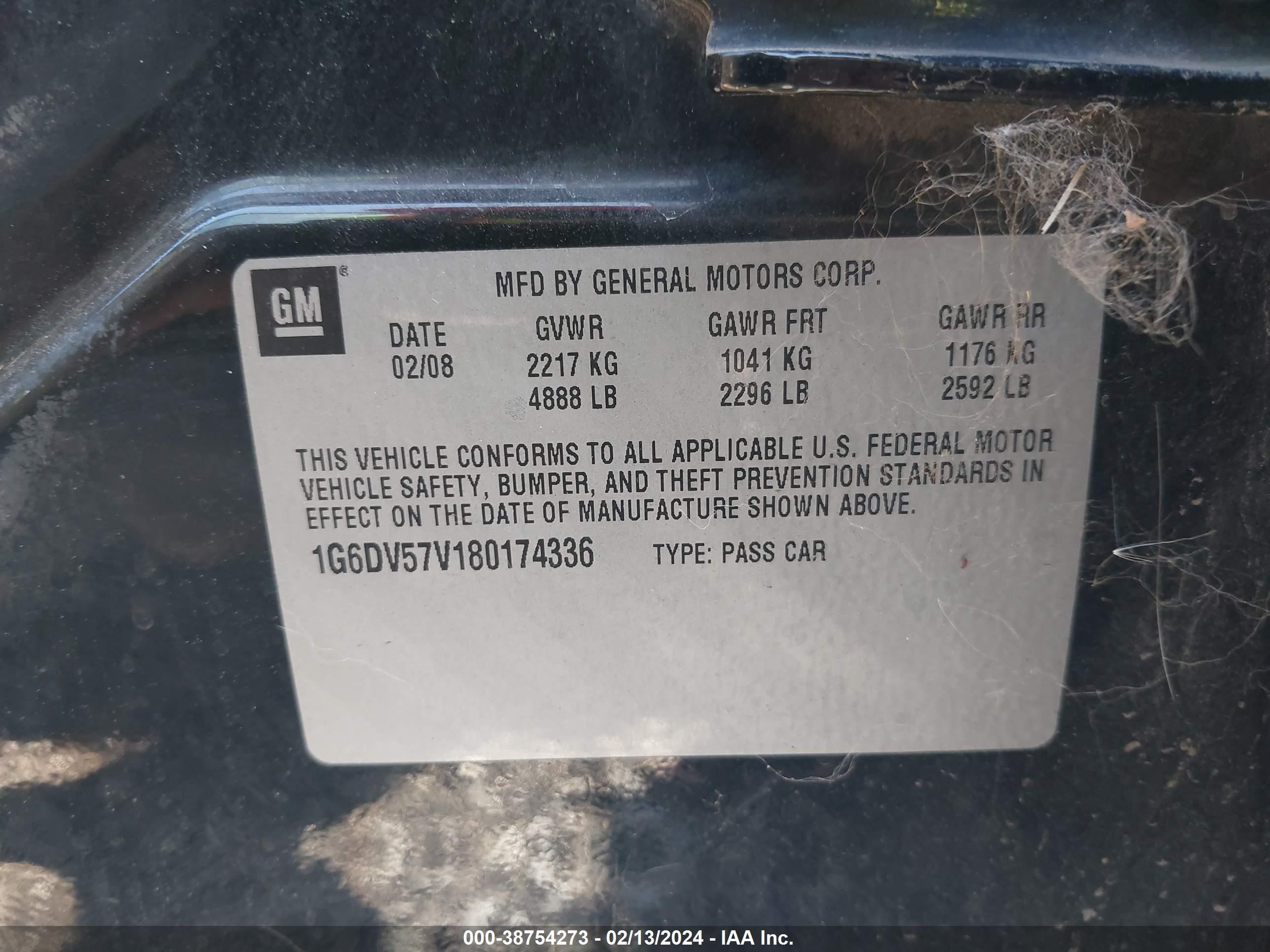 Photo 8 VIN: 1G6DV57V180174336 - CADILLAC CTS 