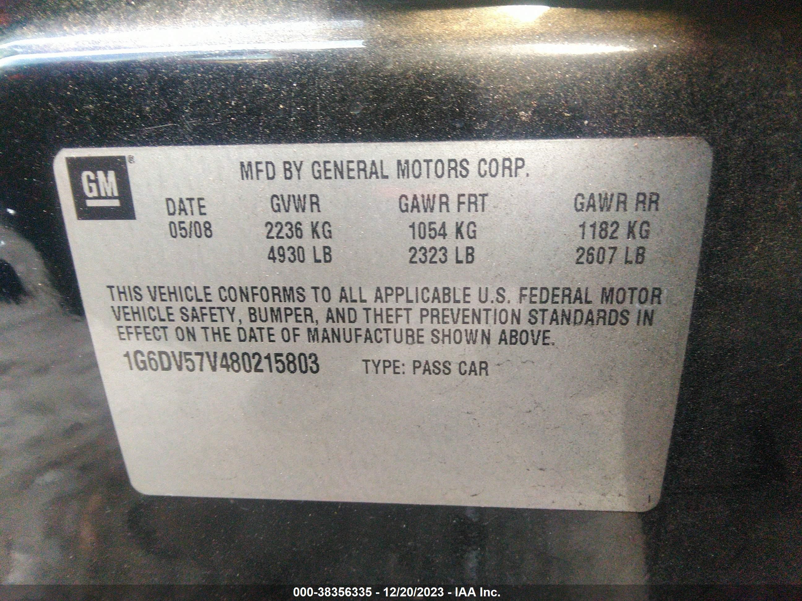 Photo 8 VIN: 1G6DV57V480215803 - CADILLAC CTS 