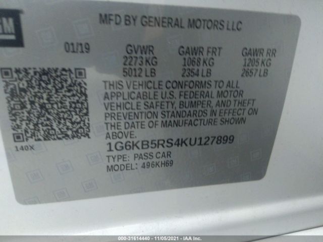 Photo 8 VIN: 1G6KB5RS4KU127899 - CADILLAC CT6 