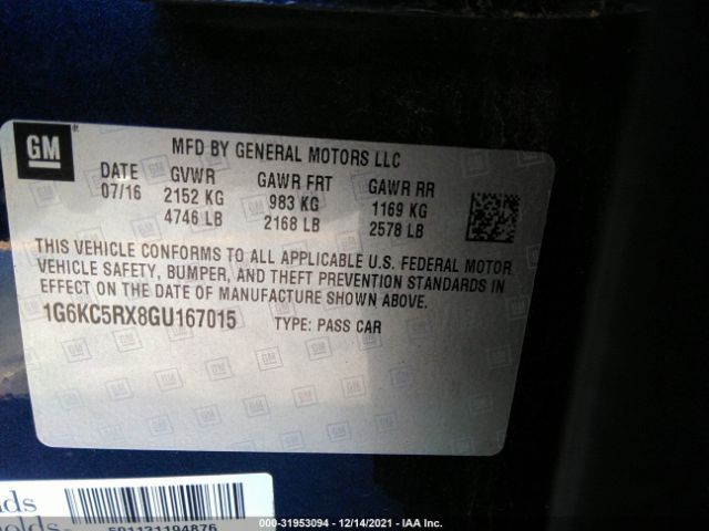 Photo 8 VIN: 1G6KC5RX8GU167015 - CADILLAC CT6 SEDAN 