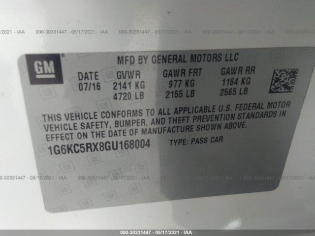 Photo 8 VIN: 1G6KC5RX8GU168004 - CADILLAC CT6 SEDAN 