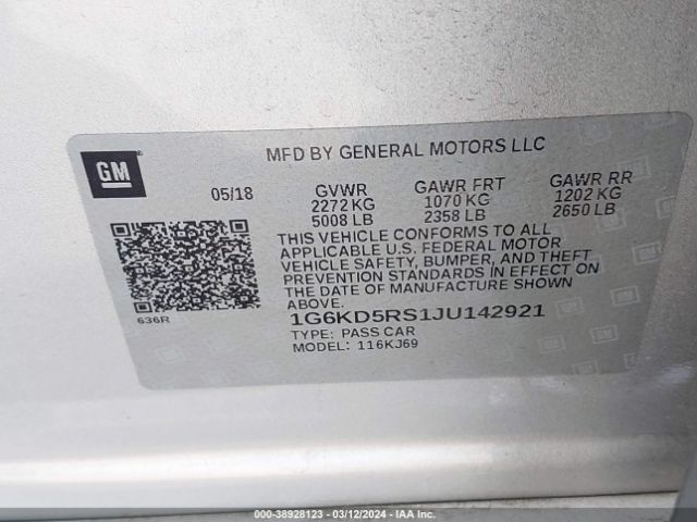 Photo 8 VIN: 1G6KD5RS1JU142921 - CADILLAC CT6 