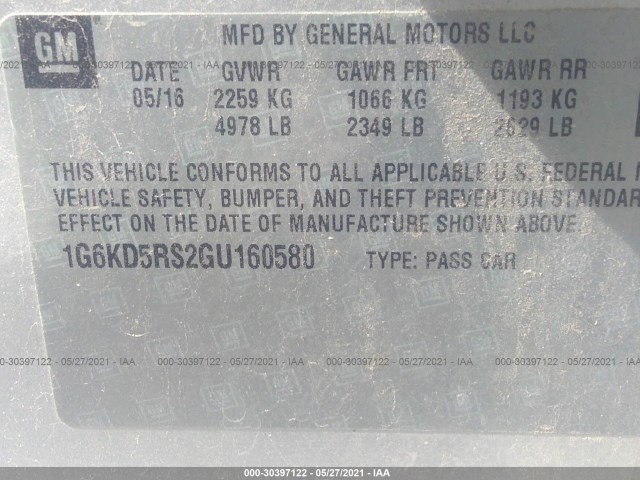 Photo 8 VIN: 1G6KD5RS2GU160580 - CADILLAC CT6 SEDAN 