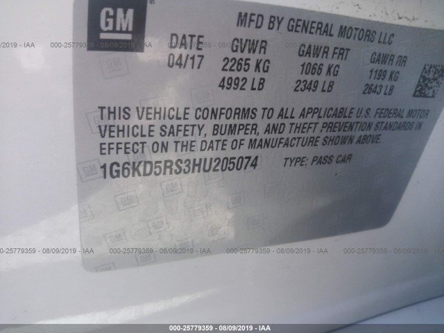 Photo 8 VIN: 1G6KD5RS3HU205074 - CADILLAC CT6 SEDAN 