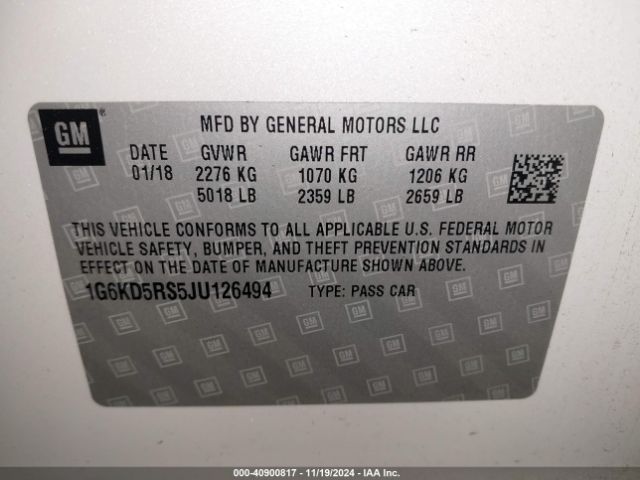 Photo 8 VIN: 1G6KD5RS5JU126494 - CADILLAC CT6 