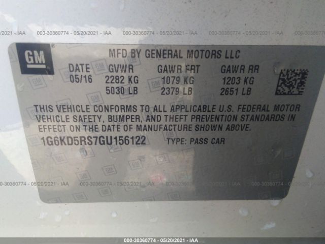 Photo 8 VIN: 1G6KD5RS7GU156122 - CADILLAC CT6 SEDAN 