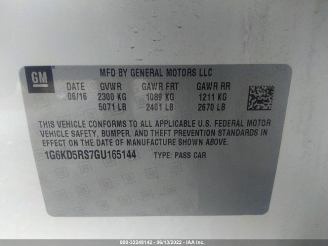 Photo 8 VIN: 1G6KD5RS7GU165144 - CADILLAC CT6 SEDAN 