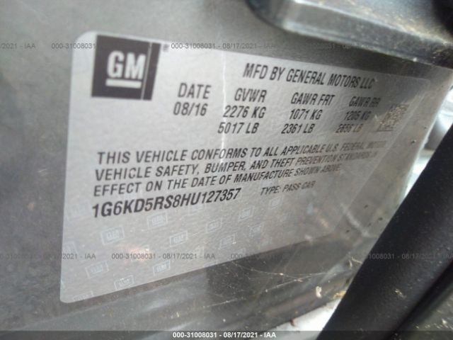 Photo 8 VIN: 1G6KD5RS8HU127357 - CADILLAC CT6 SEDAN 