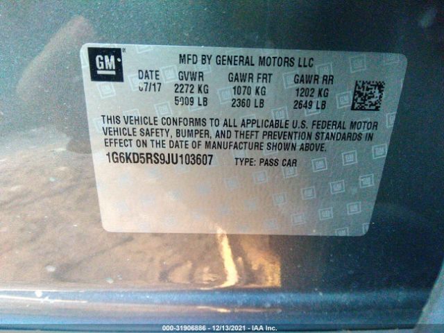 Photo 8 VIN: 1G6KD5RS9JU103607 - CADILLAC CT6 