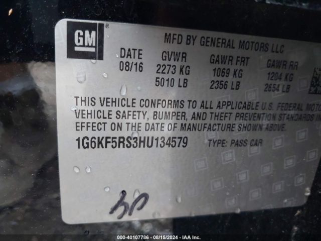 Photo 8 VIN: 1G6KF5RS3HU134579 - CADILLAC CT6 