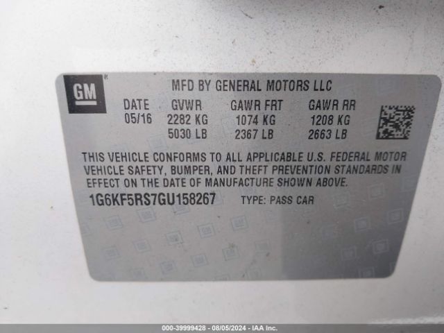 Photo 8 VIN: 1G6KF5RS7GU158267 - CADILLAC CT6 