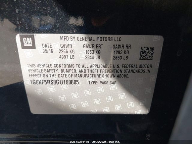 Photo 8 VIN: 1G6KF5RS8GU160805 - CADILLAC CT6 