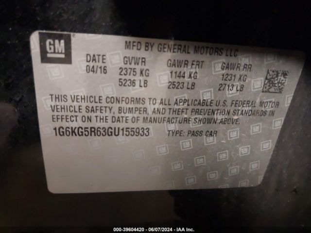 Photo 8 VIN: 1G6KG5R63GU155933 - CADILLAC CT6 