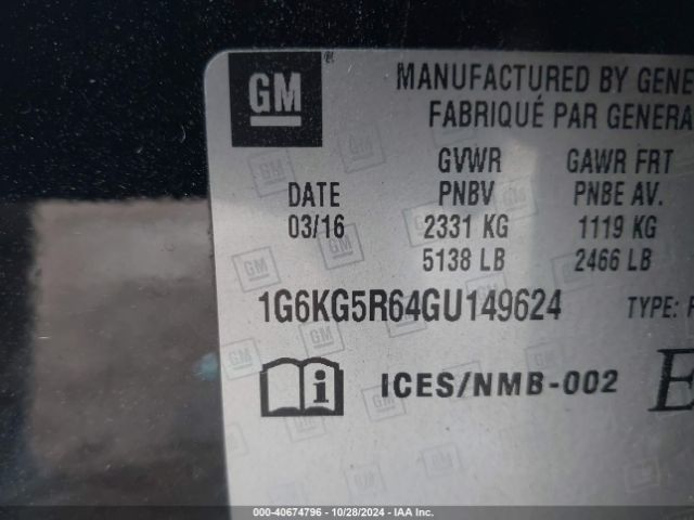 Photo 8 VIN: 1G6KG5R64GU149624 - CADILLAC CT6 