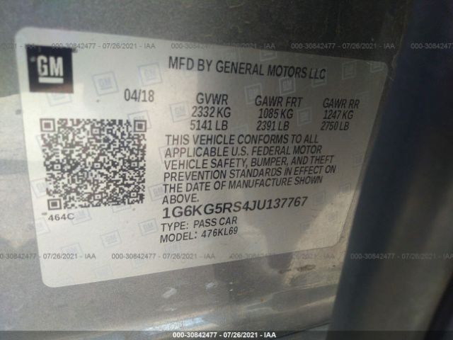 Photo 8 VIN: 1G6KG5RS4JU137767 - CADILLAC CT6 SEDAN 