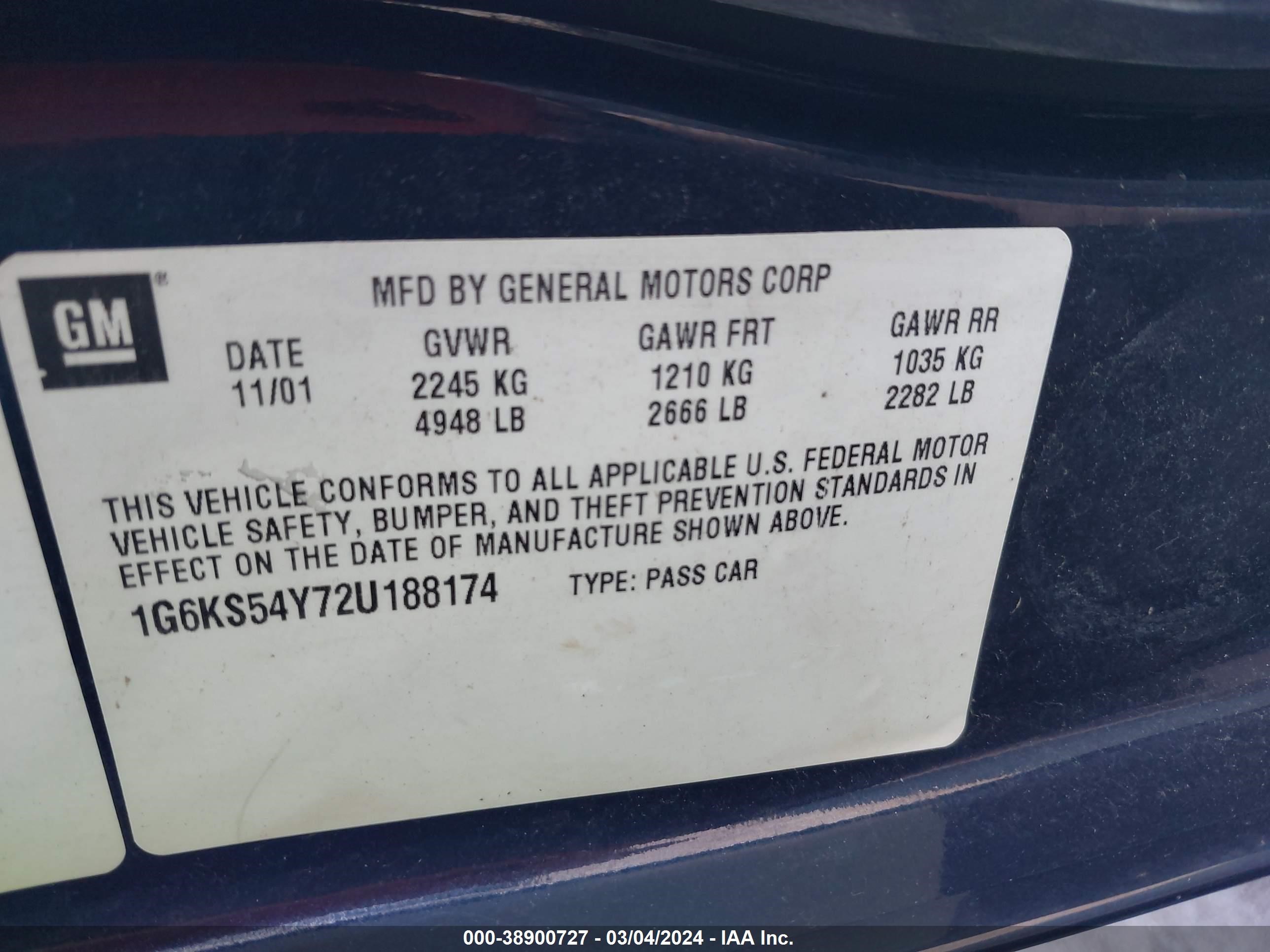 Photo 8 VIN: 1G6KS54Y72U188174 - CADILLAC SEVILLE 