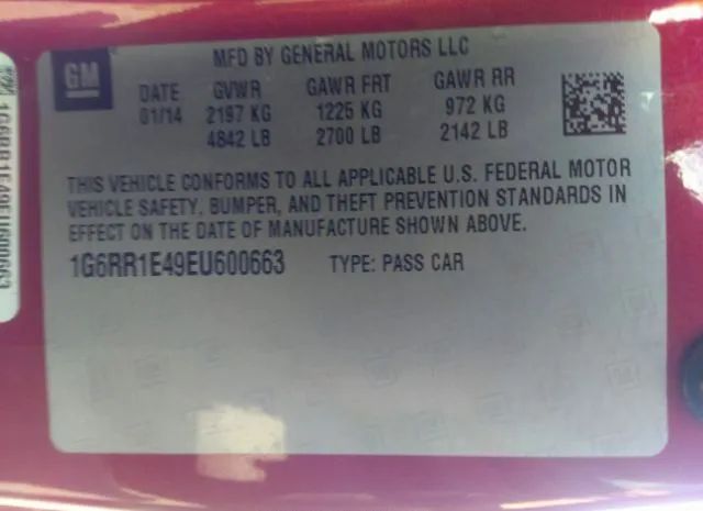 Photo 8 VIN: 1G6RR1E49EU600663 - CADILLAC ELR 