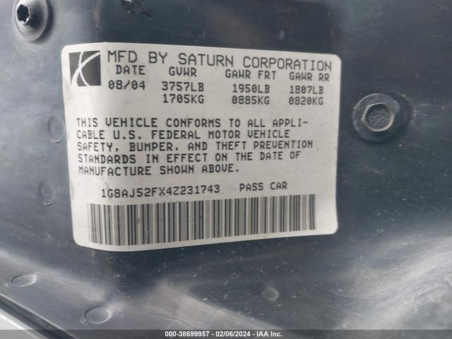 Photo 8 VIN: 1G8AF52F33Z190307 - SATURN ION 