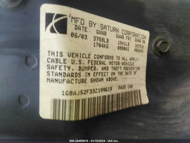 Photo 8 VIN: 1G8AJ52F33Z199619 - SATURN ION 