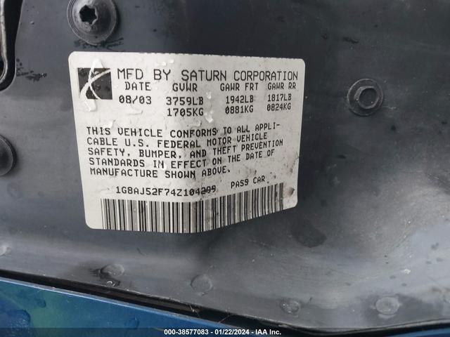 Photo 8 VIN: 1G8AJ52F74Z104299 - SATURN ION 