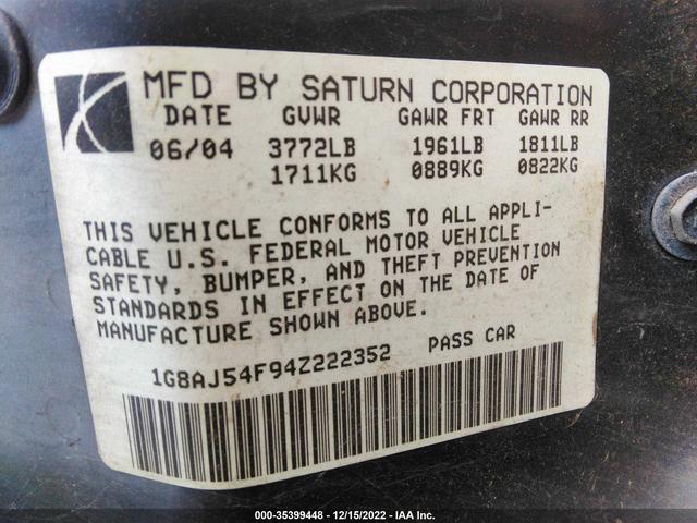 Photo 8 VIN: 1G8AJ54F94Z222352 - SATURN ION 