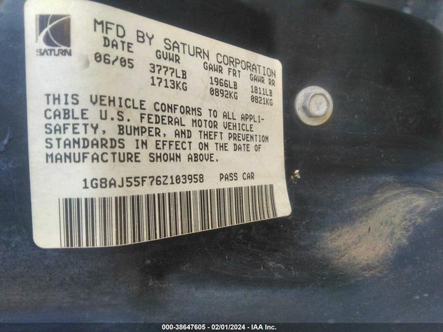 Photo 8 VIN: 1G8AJ55F76Z103958 - SATURN ION 