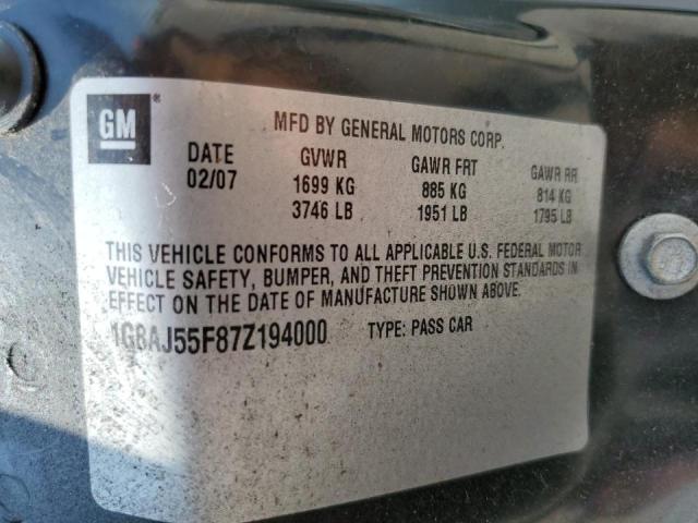 Photo 11 VIN: 1G8AJ55F87Z194000 - SATURN ION LEVEL 