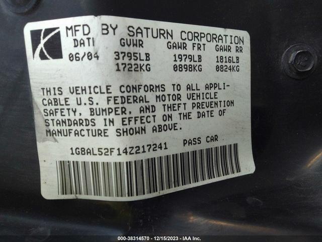 Photo 8 VIN: 1G8AL52F14Z217241 - SATURN ION 