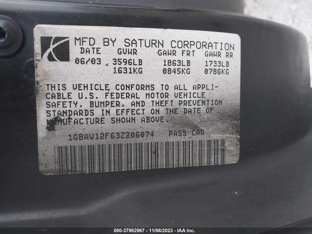 Photo 8 VIN: 1G8AV12F63Z206074 - SATURN ION 