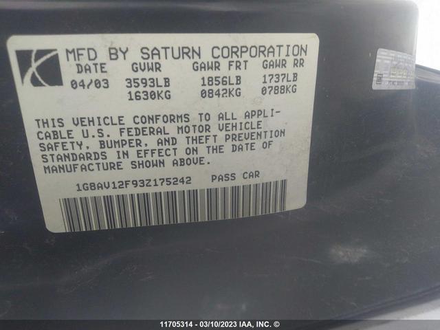 Photo 8 VIN: 1G8AV12F93Z175242 - SATURN ION 