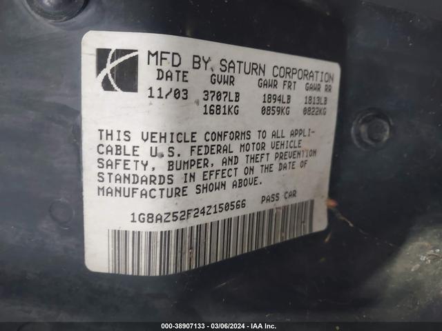 Photo 8 VIN: 1G8AZ52F24Z150566 - SATURN ION 