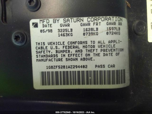 Photo 8 VIN: 1G8ZF5281WZ294402 - SATURN SL 