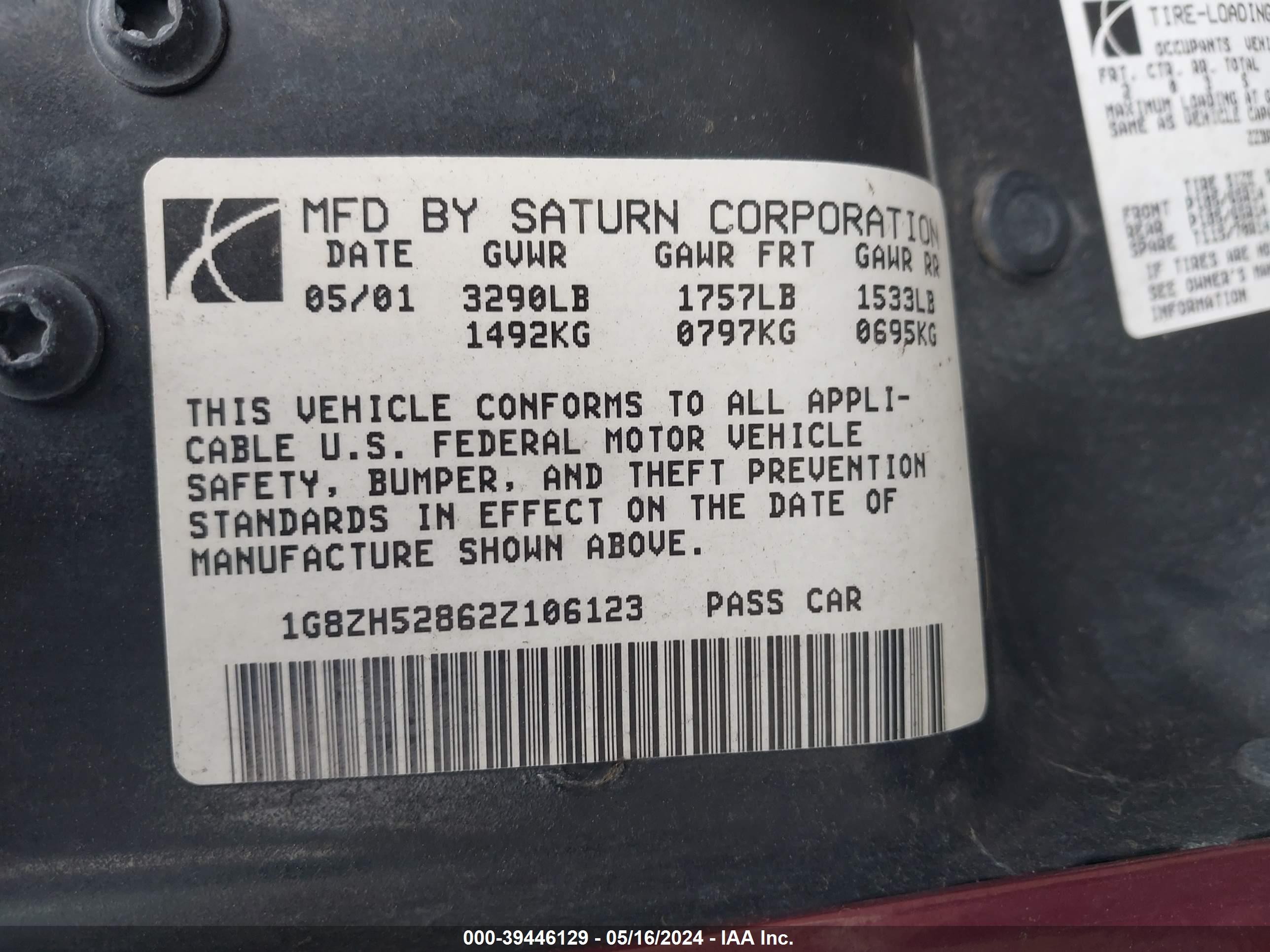 Photo 8 VIN: 1G8ZF52872Z171746 - SATURN SL 