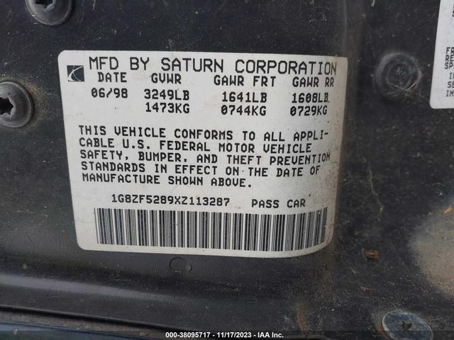 Photo 8 VIN: 1G8ZF5289XZ113287 - SATURN SL 