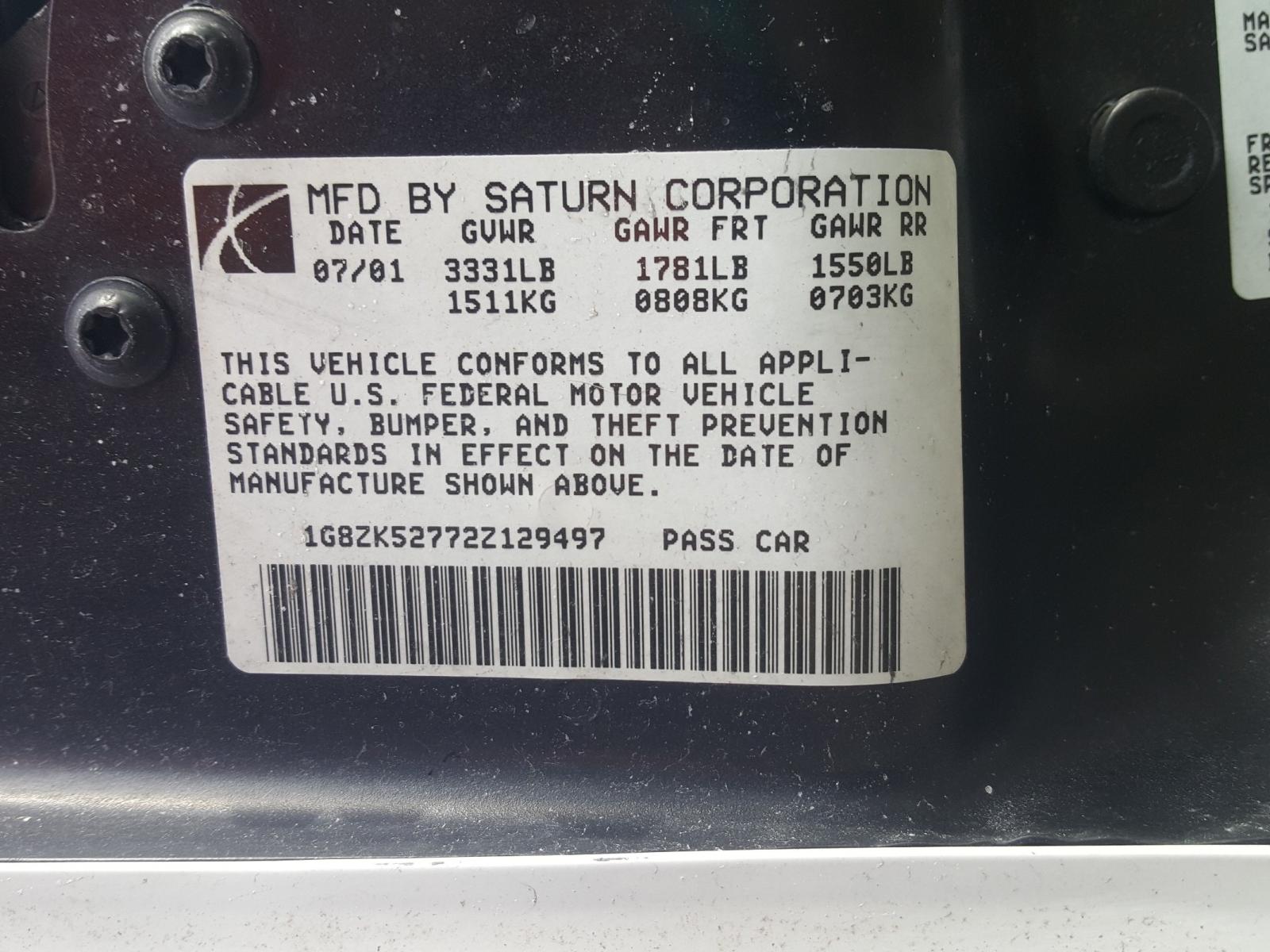 Photo 9 VIN: 1G8ZK52772Z129497 - SATURN SL2 