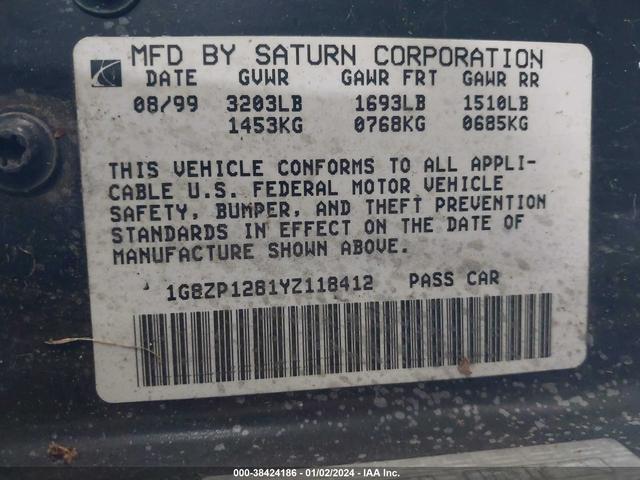 Photo 8 VIN: 1G8ZP1281YZ118412 - SATURN SC 