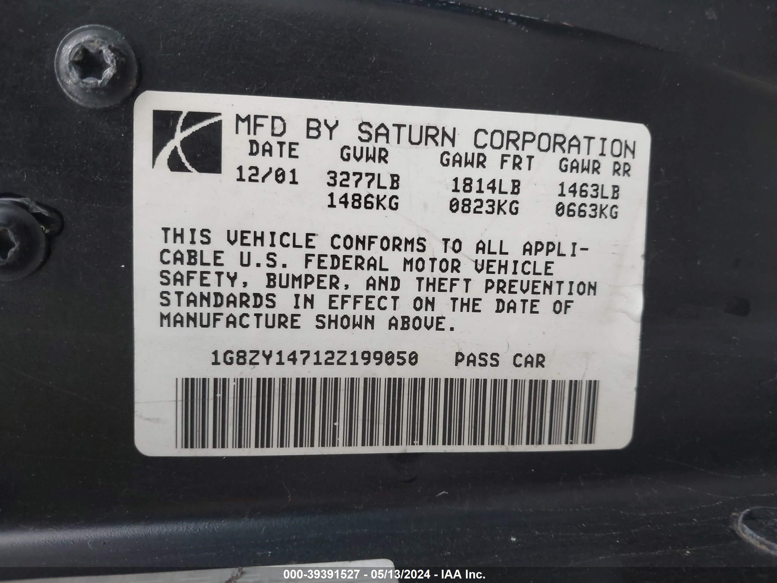 Photo 8 VIN: 1G8ZY14712Z199050 - SATURN SL 