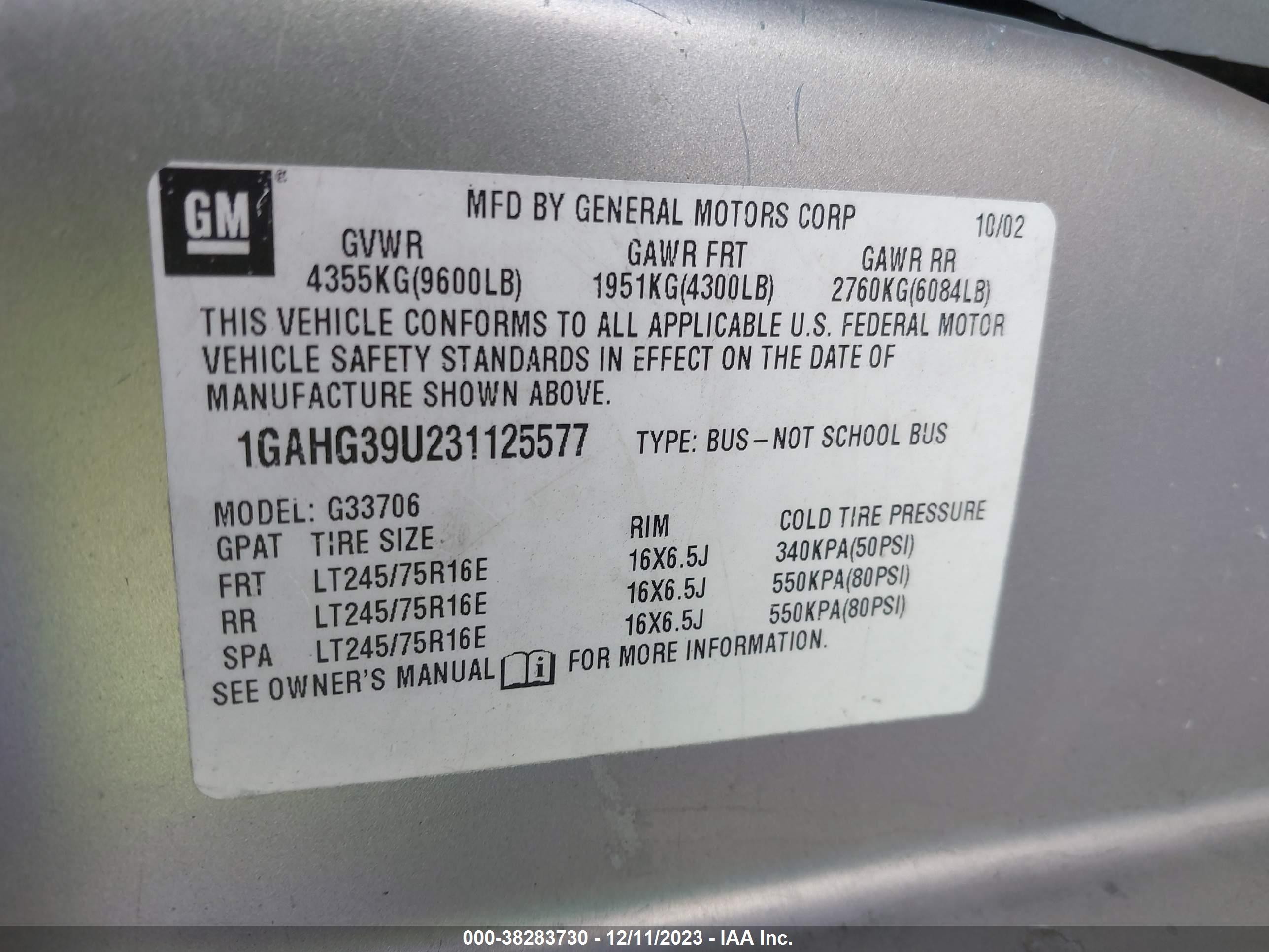 Photo 8 VIN: 1GAHG39U231125577 - CHEVROLET EXPRESS 