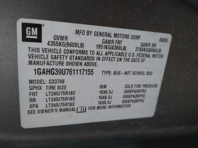 Photo 9 VIN: 1GAHG39U761117155 - CHEVROLET EXPRESS G3 