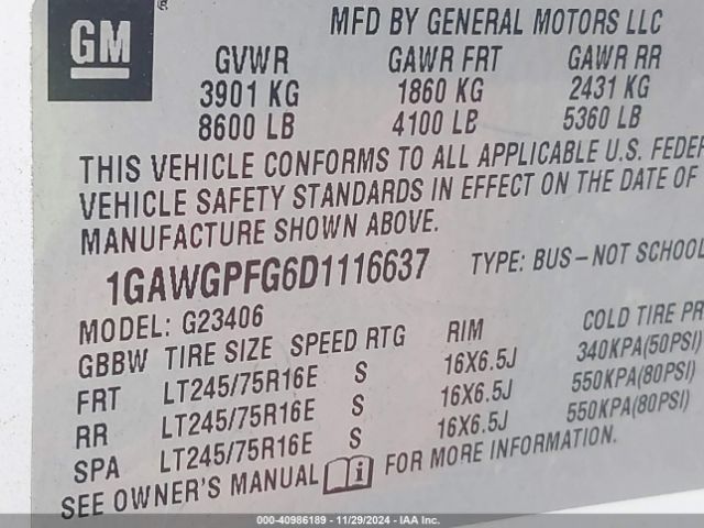 Photo 8 VIN: 1GAWGPFG4F1245186 - CHEVROLET EXPRESS 