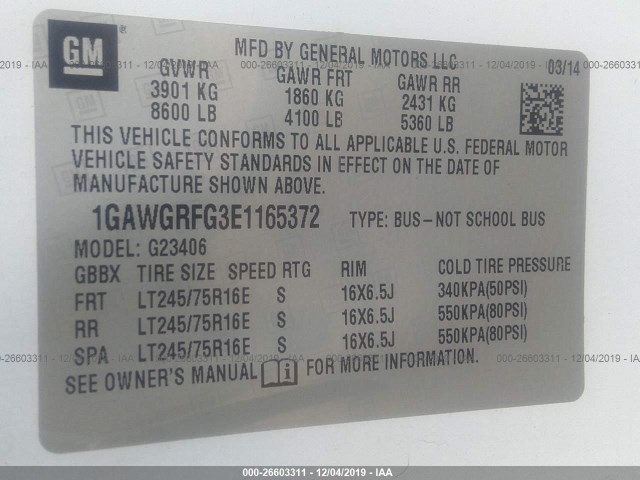 Photo 8 VIN: 1GAWGRFG3E1165372 - CHEVROLET EXPRESS PASSENGER 