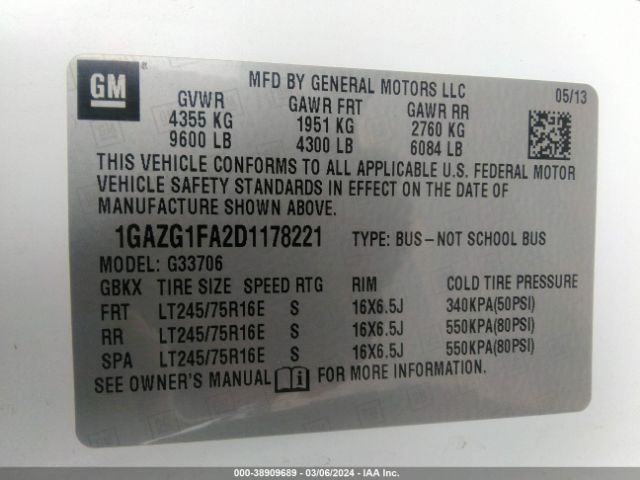 Photo 8 VIN: 1GAZG1FA2D1178221 - CHEVROLET EXPRESS 3500 