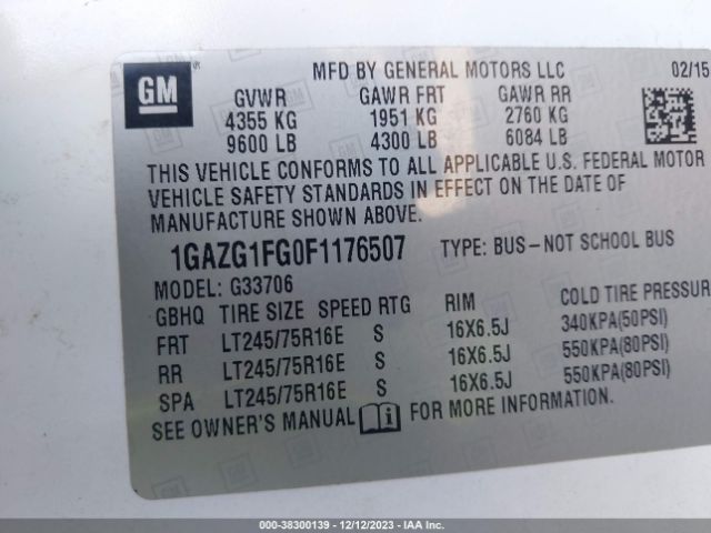 Photo 8 VIN: 1GAZG1FG0F1176507 - CHEVROLET EXPRESS 3500 