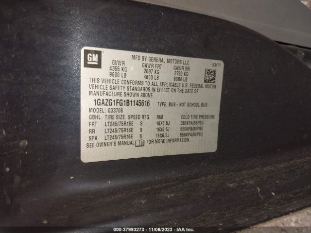 Photo 8 VIN: 1GAZG1FG1B1145616 - CHEVROLET EXPRESS 3500 