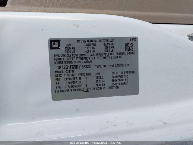 Photo 8 VIN: 1GAZG1FG5D1153320 - CHEVROLET EXPRESS 3500 