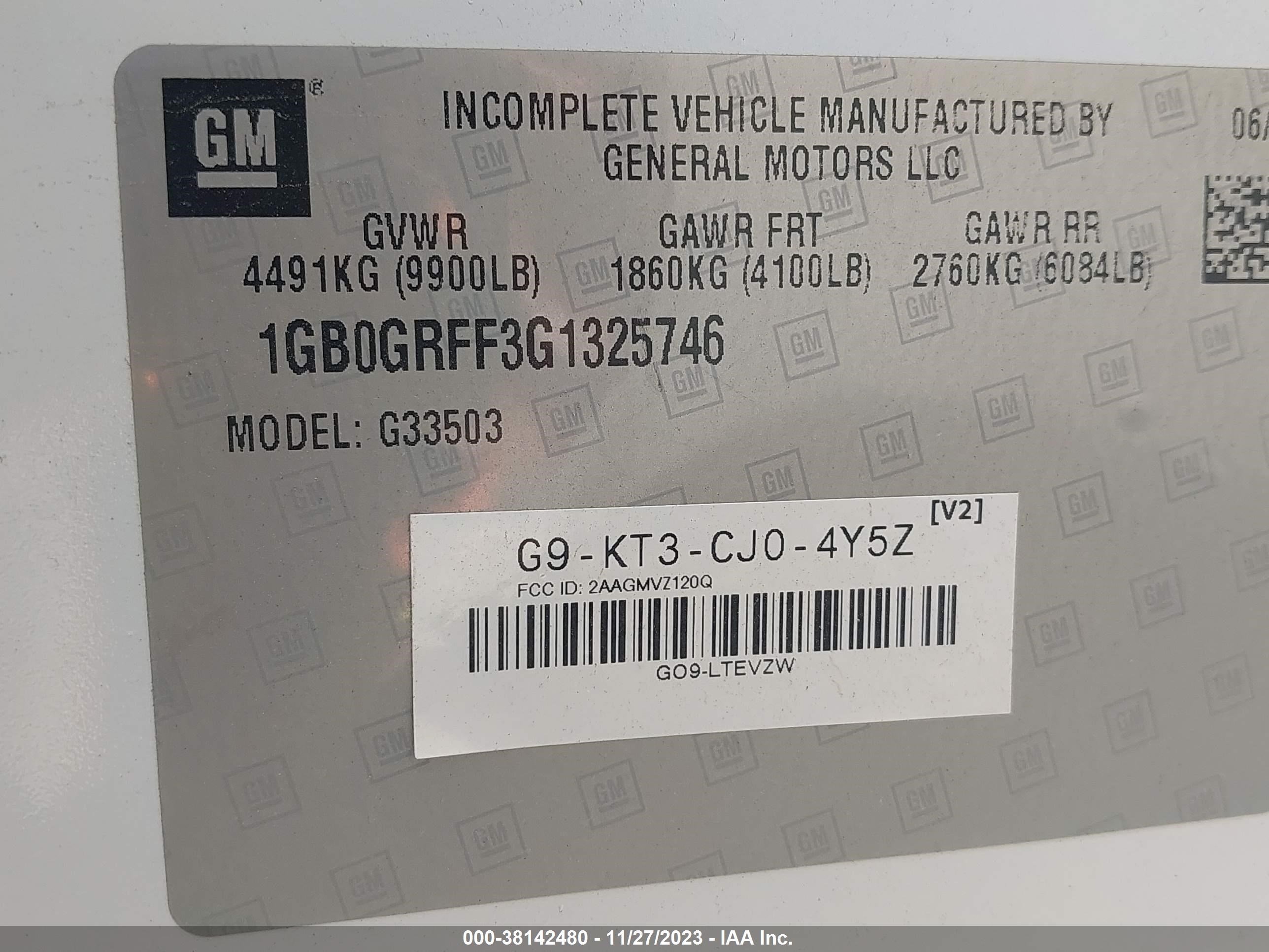 Photo 8 VIN: 1GB0GRFF3G1325746 - CHEVROLET NULL 