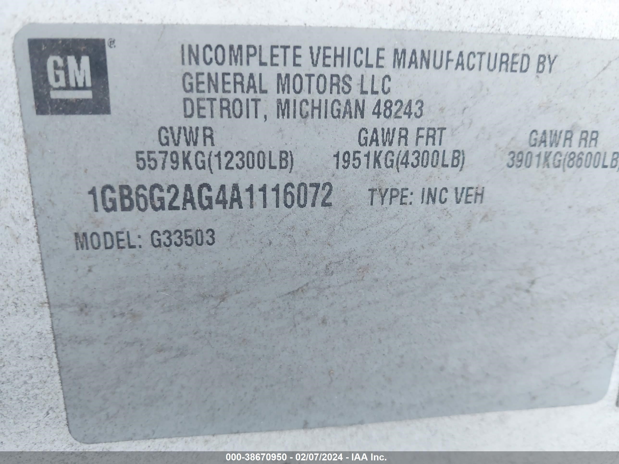 Photo 8 VIN: 1GB6G2AG4A1116072 - CHEVROLET ALL 