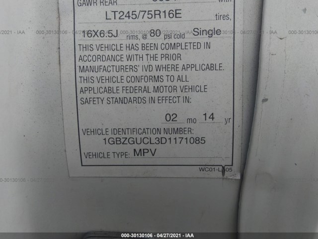 Photo 8 VIN: 1GBZGUCL3D1171085 - CHEVROLET EXPRESS CARGO VAN 