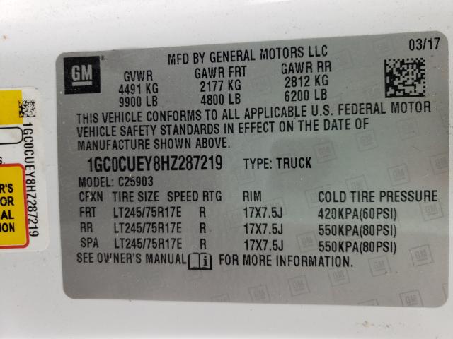 Photo 9 VIN: 1GC0CUEY8HZ287219 - CHEVROLET SILVERADO 